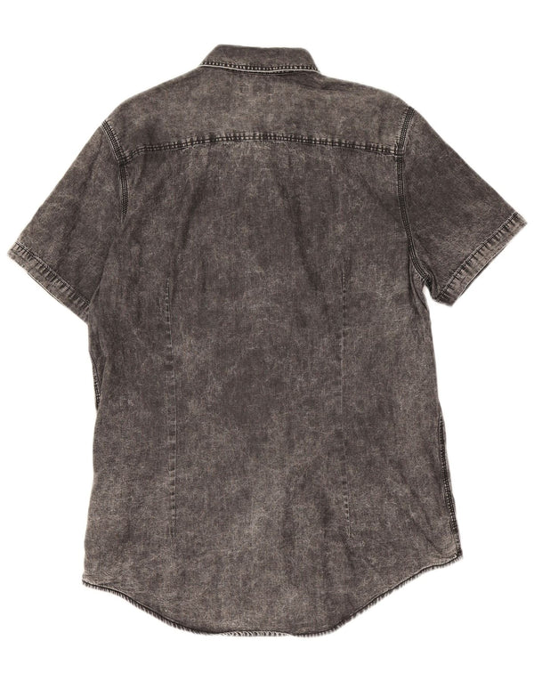Calvin Klein Jeans Mens Short Sleeve Slim Fit Denim Shirt XL Grey Cotton