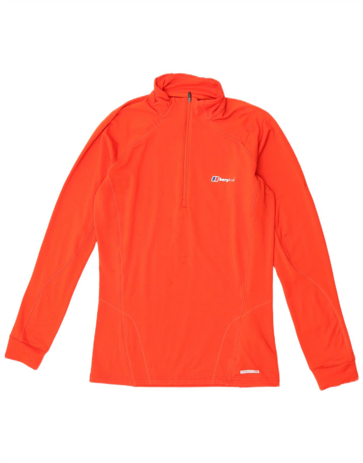 Berghaus Mens Zip Neck Top Long Sleeve Medium Orange Polyester Sports