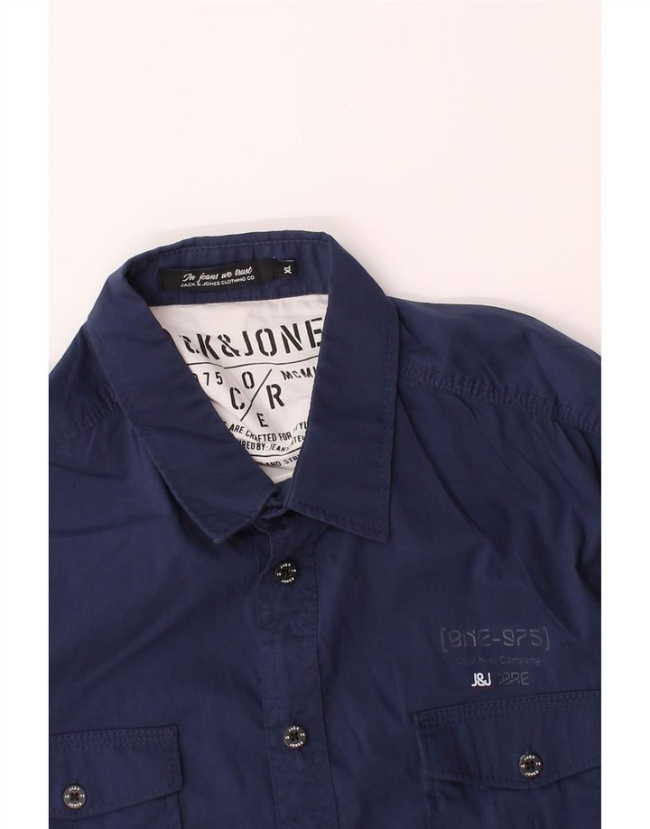 JACK & JONES Mens Shirt XL Navy Blue Cotton Vintage Jack & Jones and Second-Hand Jack & Jones from Messina Hembry 