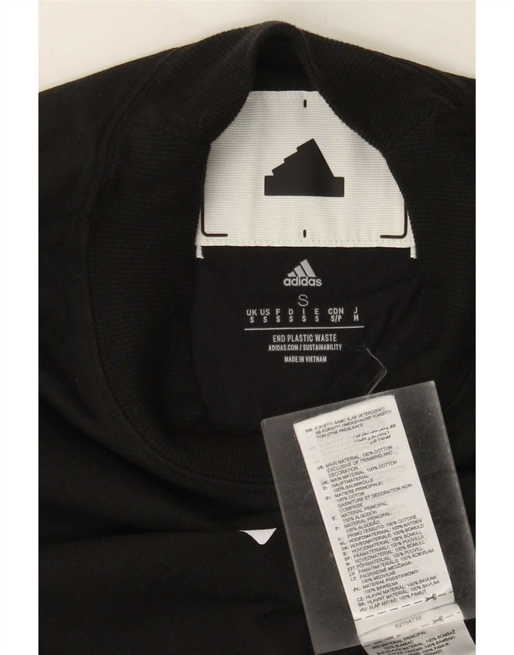 ADIDAS Mens Graphic Top Long Sleeve Small Black Cotton