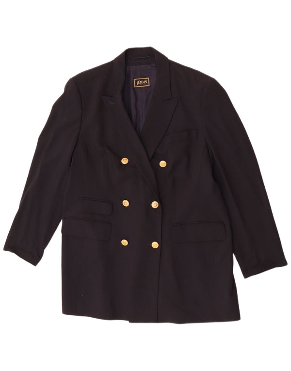 Jobis Dame Longline Double Breasted Blazer Jacket UK 14 Medium Navy Blue