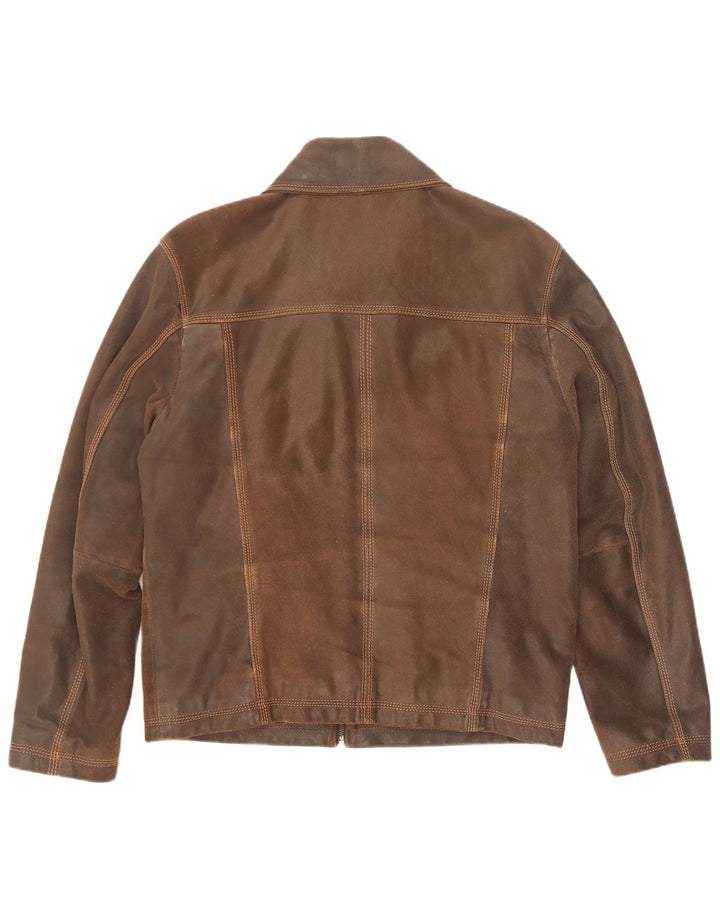 S.Oliver Mens Leather Jacket UK 38 Medium Brown