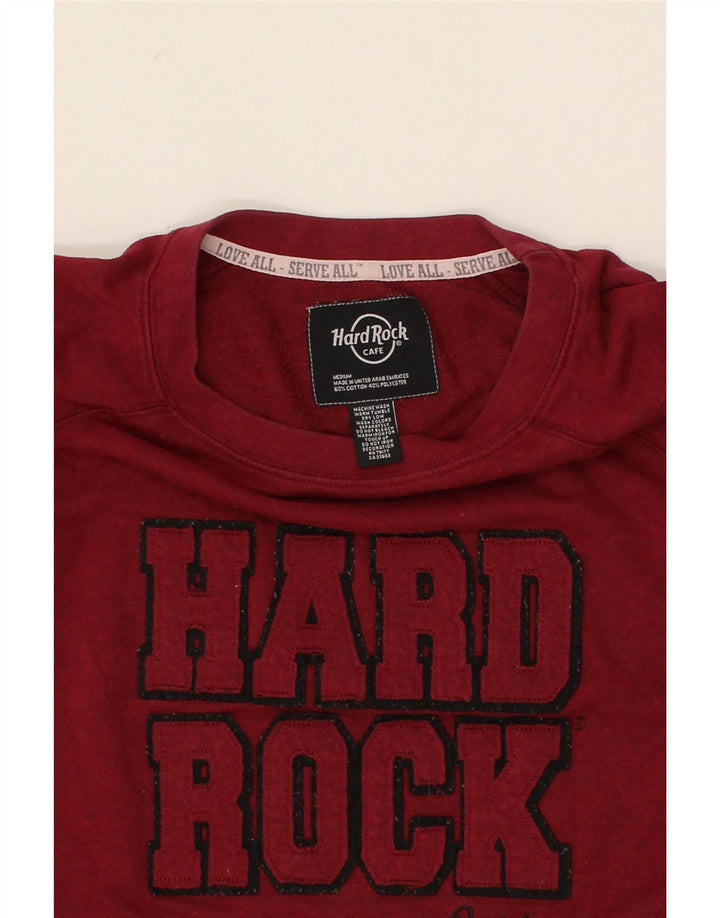 HARD ROCK Womens Paris Graphic Sweatshirt Jumper UK 14 Medium Maroon Vintage Hard Rock and Second-Hand Hard Rock from Messina Hembry 