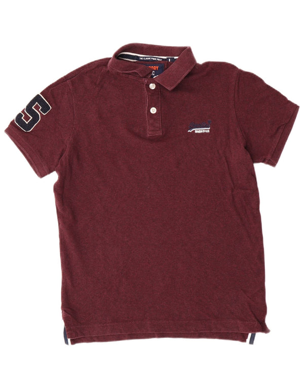 Polo da uomo slim fit a maniche corte Superdry grande in cotone bordeaux