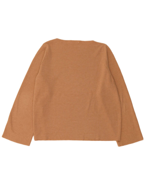 Top oversize da donna Zara a maniche lunghe UK 16 grande cotone marrone