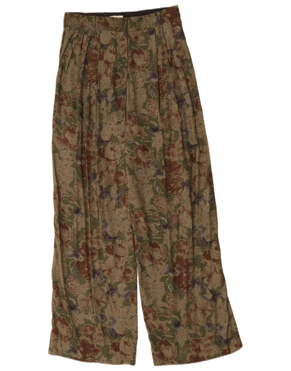 Jigsaw Damen Freizeithose mit hoher Taille, UK 8, Größe S, W28, L30, grün geblümt