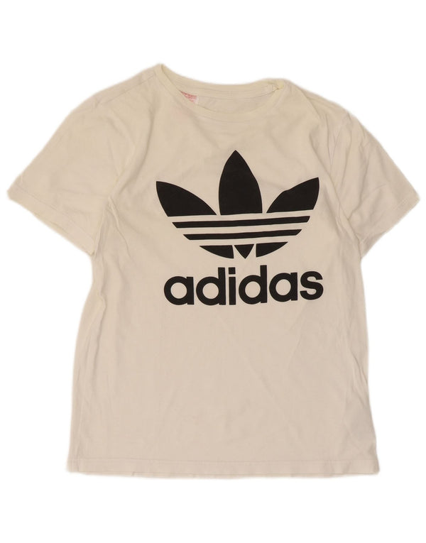 Adidas Boys Graphic T-Shirt Top 13-14 Years White Cotton