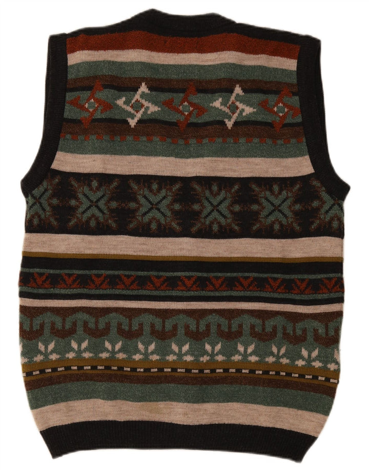 West Port Mens Sleeveless Cardigan Sweater Medium Multicoloured Striped