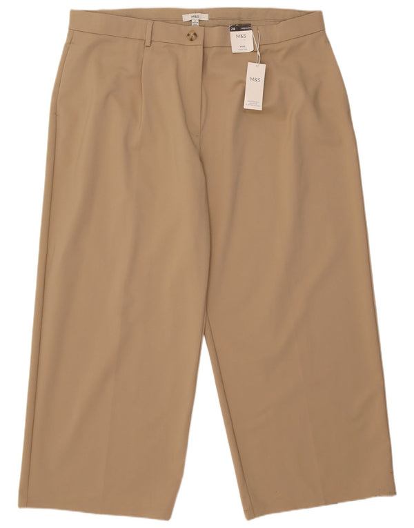 Marks & Spencer Womens High Waist Chino Trousers UK 24 4XL W44 L28 Beige