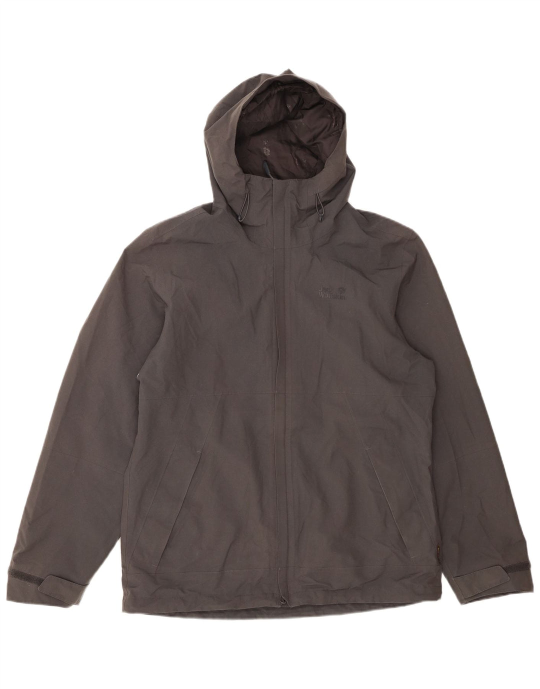 JACK WOLFSKIN Herren-Windbreakerjacke mit Kapuze, UK 40, Mittelgrau, Polyester