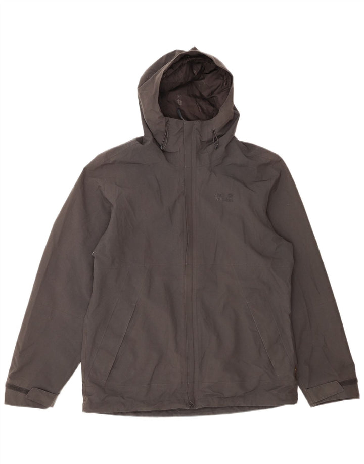 JACK WOLFSKIN Herren-Windbreakerjacke mit Kapuze, UK 40, Mittelgrau, Polyester