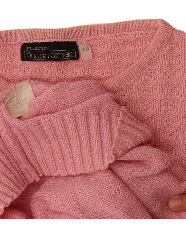 VINTAGE Womens Crew Neck Jumper Sweater EU 40 Medium Pink Argyle/Diamond Vintage Vintage and Second-Hand Vintage from Messina Hembry 