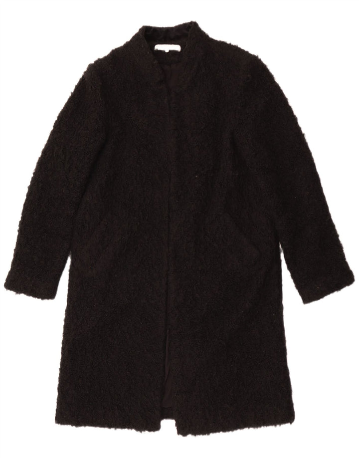 Zara Dame Teddy Åben Overfrakke UK 14 Medium Sort Akryl
