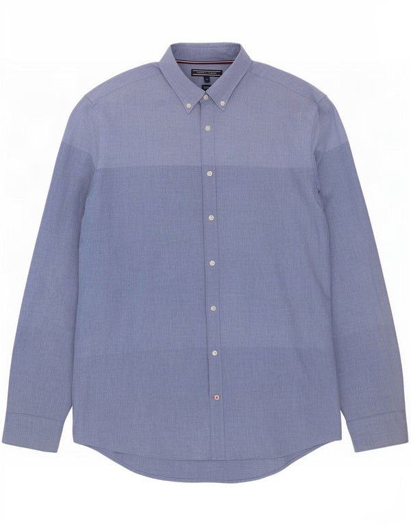 Tommy Hilfiger Camisa New York Fit XL de algodón con bloques de color azul para hombre
