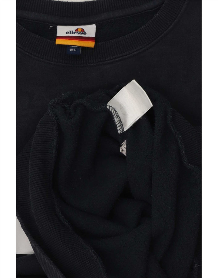 Ellesse Mens Graphic Sweatshirt Jumper Large Navy Blue Cotton