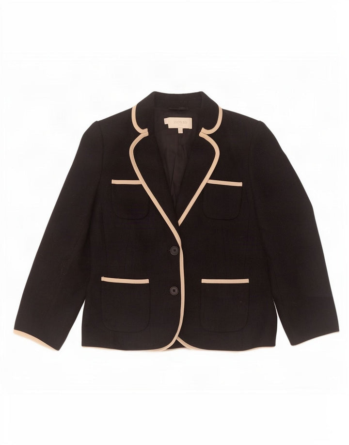 Hobbs Womens 2 Button 3/4 Sleeve Blazer Jacket UK 10 Small Black Wool