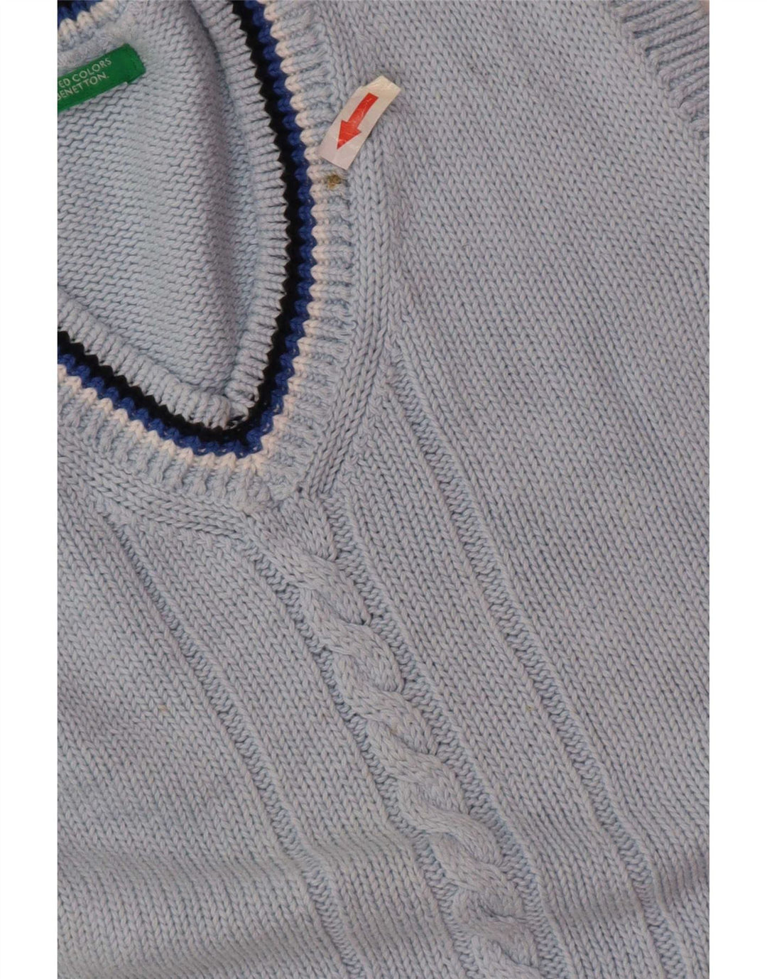 Benetton Boys Vest Tank Top 7-8 Years Blue Striped