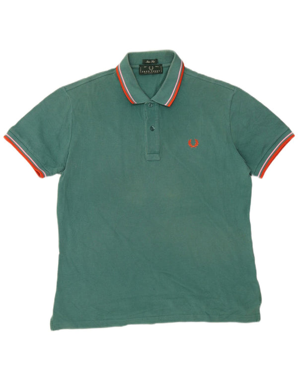 Fred Perry Herre Slim Fit Polo Shirt Medium Grøn Stribet Bomuld