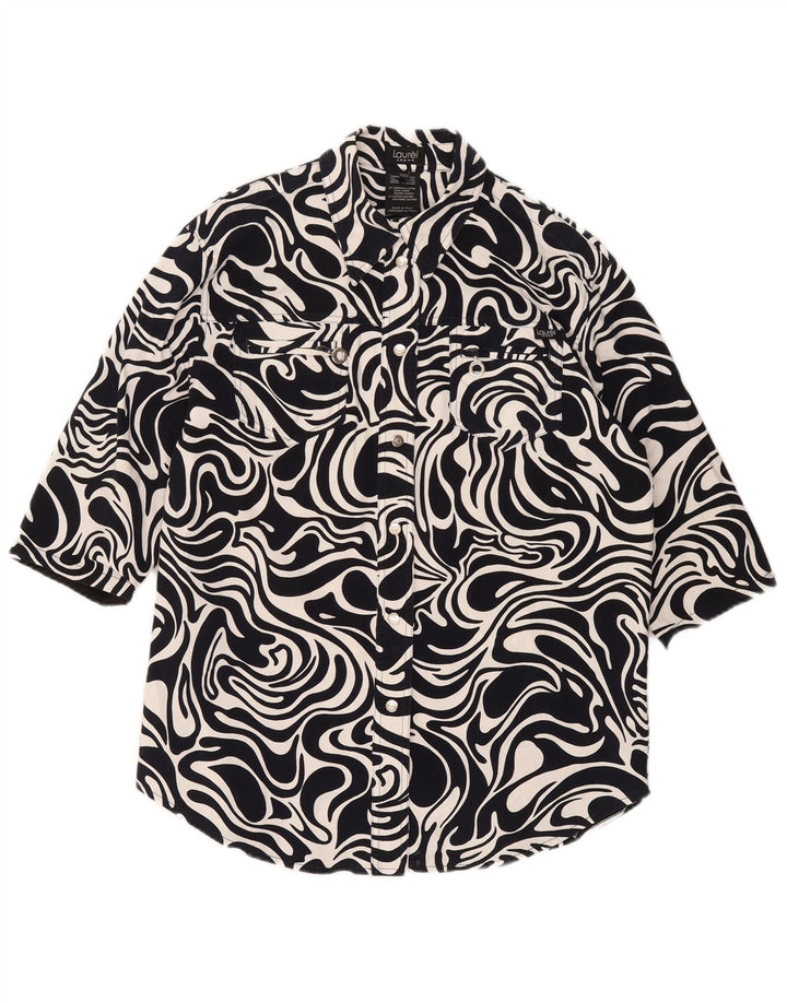 Laurel Damen Overshirt 1/2-Ärmel-Hemd IT 42 Medium Navy Blue Geometrisch