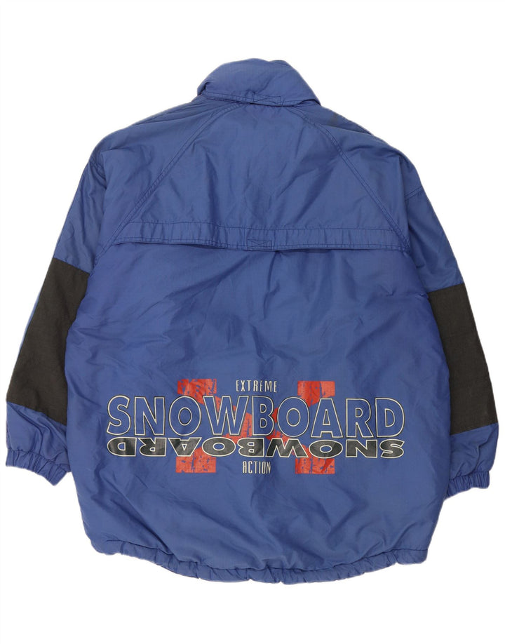Vintage Mens Graphic Pullover Ski Jacket UK 42 XL Blue Polyamide