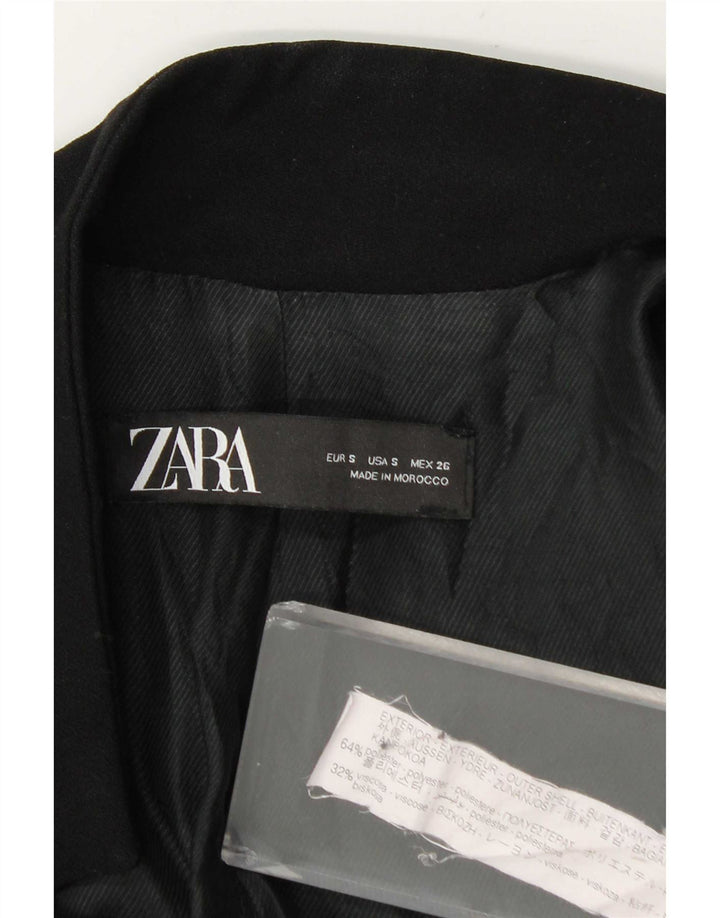 Zara Dame Longline Blazer Jacket UK 10 Small Black Polyester