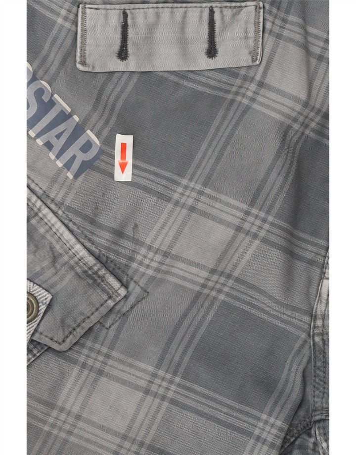 G-Star Mens Cargo Shorts W32 Medium Grey Plaid Cotton