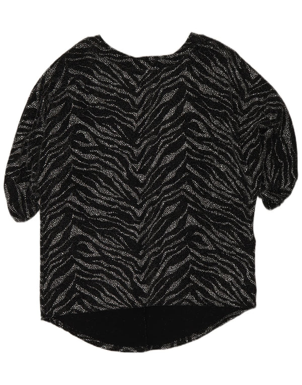 Quiz Damen-Blusenoberteil mit lockerer Passform, UK 12, Mittelschwarzes Nylon mit Animal-Print