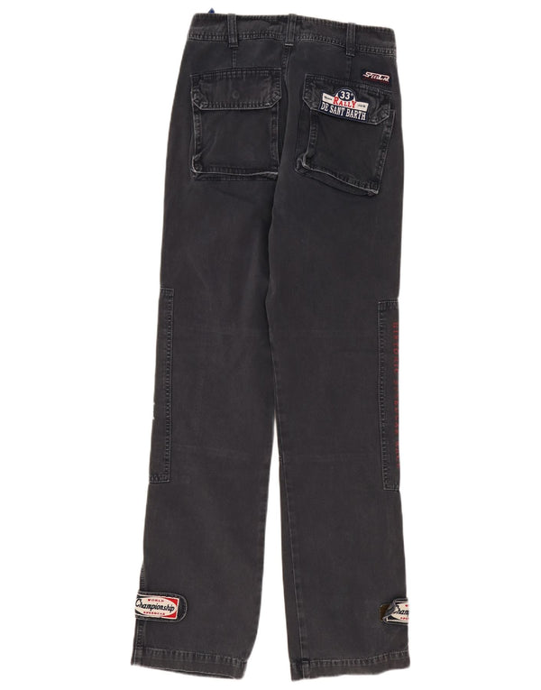 Vintage Mens Graphic Moto Racer Casual Trousers IT 46 Small W30 L34 Grey