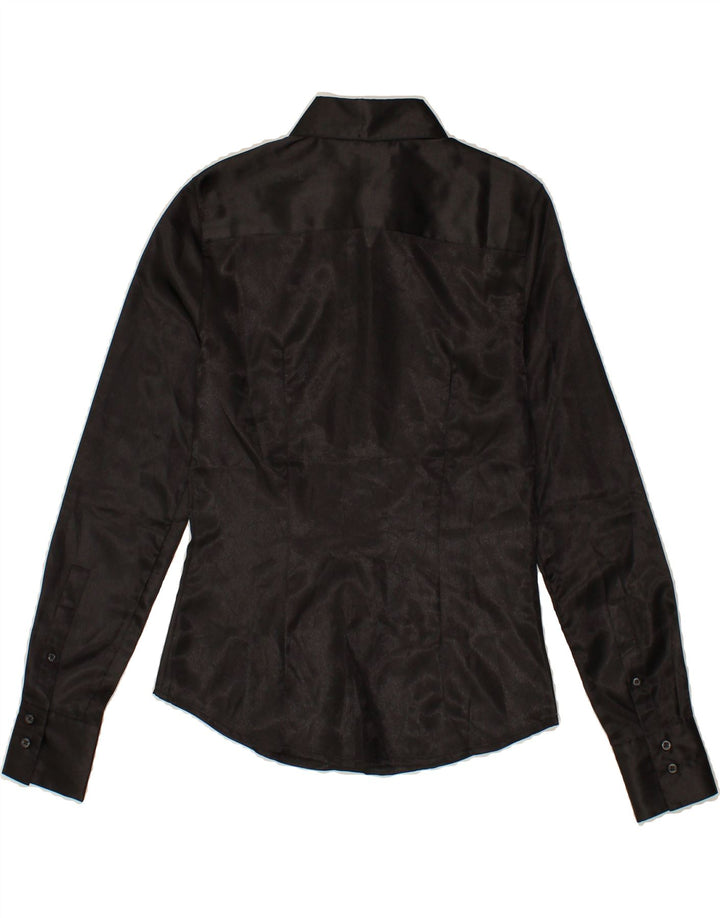 SASCH Womens Shirt UK 10 Small Black Polyester Vintage Sasch and Second-Hand Sasch from Messina Hembry 