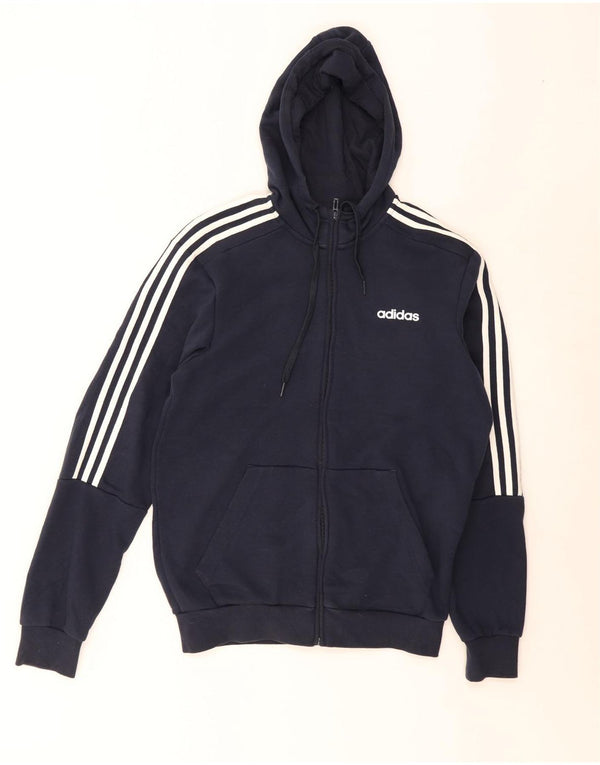 Adidas Męski sweter z kapturem i zamkiem błyskawicznym, średni granatowy, bawełniany