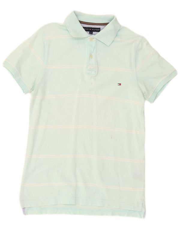Polo slim fit da uomo Tommy Hilfiger piccola in cotone a righe blu