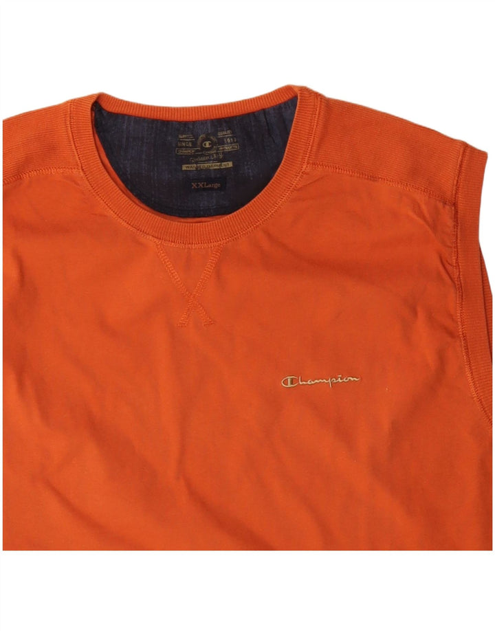 CHAMPION Mens Vest Top 2XL Orange Cotton