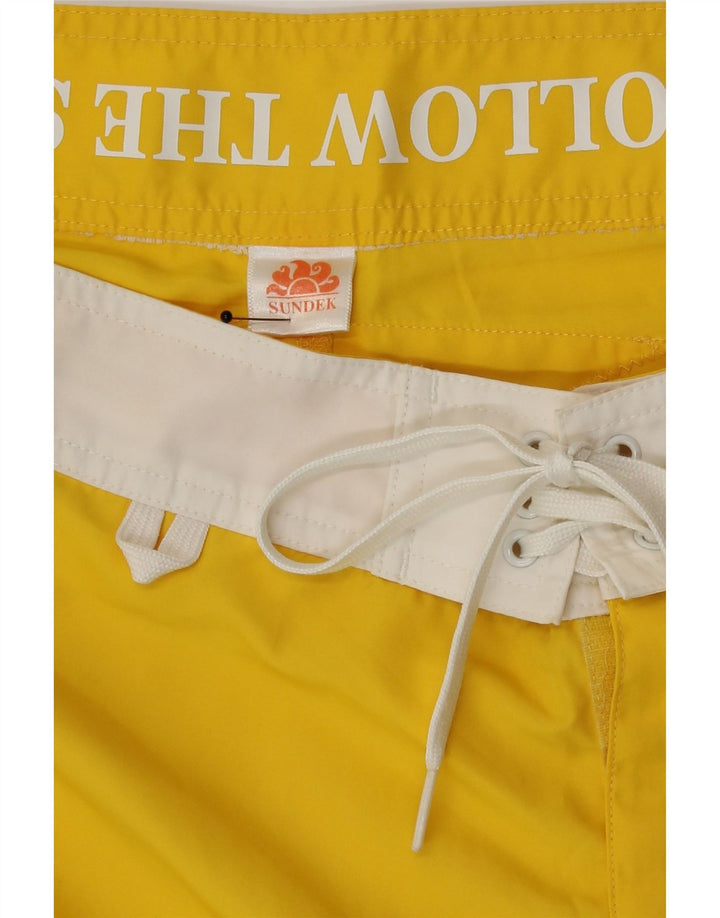 Sundek Mens Graphic Swimming Shorts Medium  Yellow Colourblock