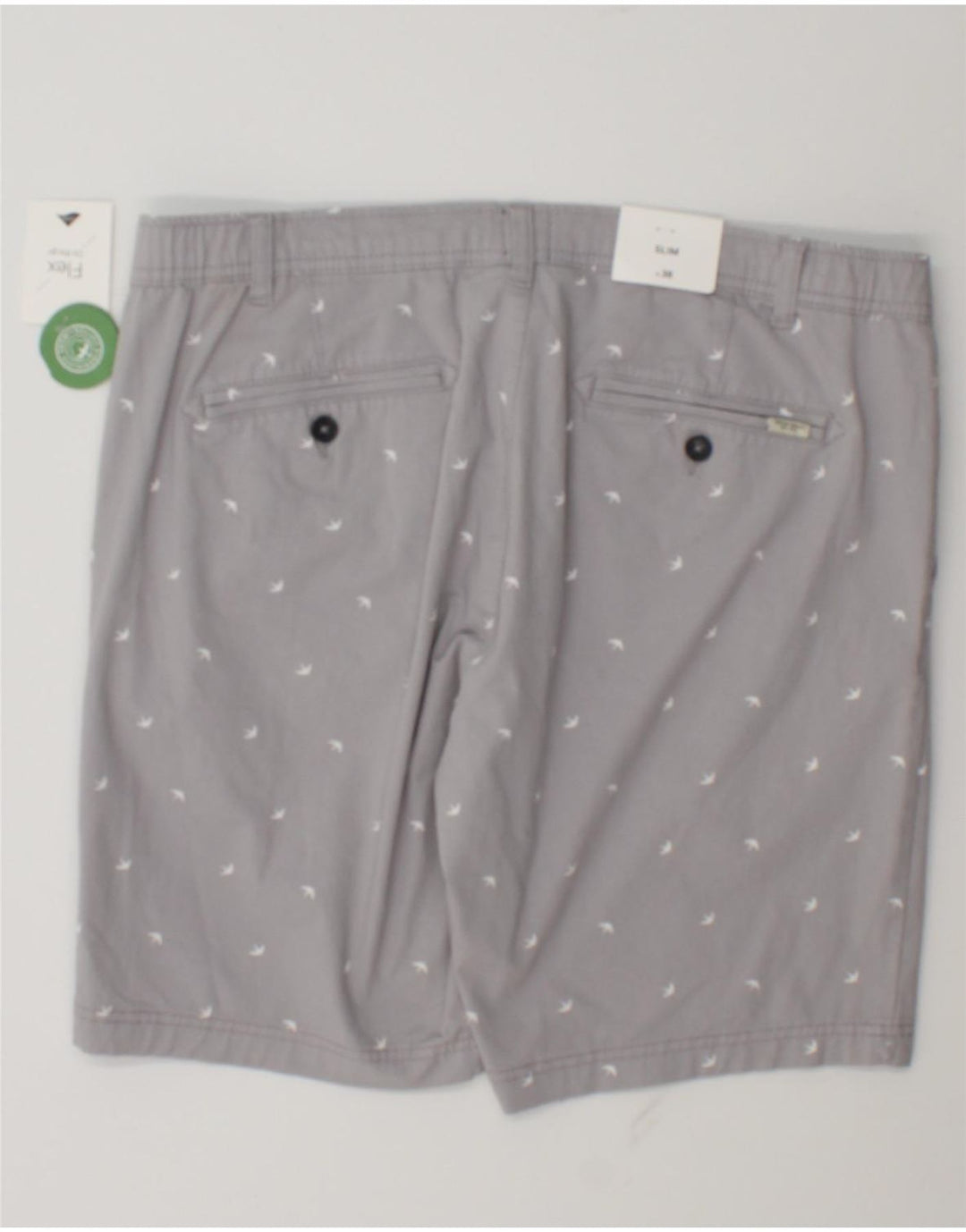 C & A Herre abstrakt mønster Slim Chino Shorts W38 XL Grå Bomuld