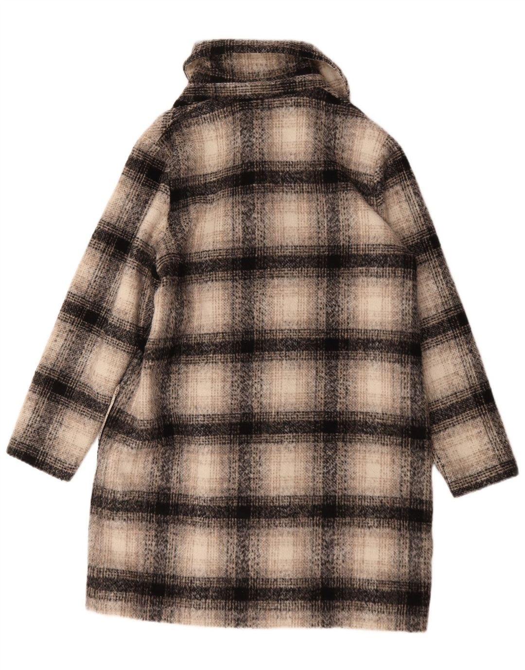 Marks & Spencer Womens Double Breasted Coat UK 16 Large Beige Check