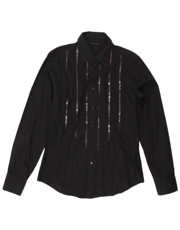 SISLEY Womens Shirt UK 16 Large Black Cotton