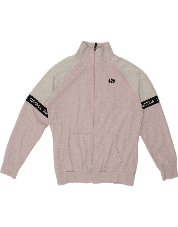 SUPERGA Womens Graphic Tracksuit Top Jacket UK 14 Medium Pink Colourblock Vintage Superga and Second-Hand Superga from Messina Hembry 