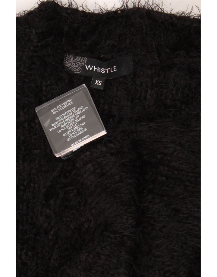 WHISTLE Womens Open Cardigan Sweater UK 6 XS Black Polyester Vintage Whistle and Second-Hand Whistle from Messina Hembry 