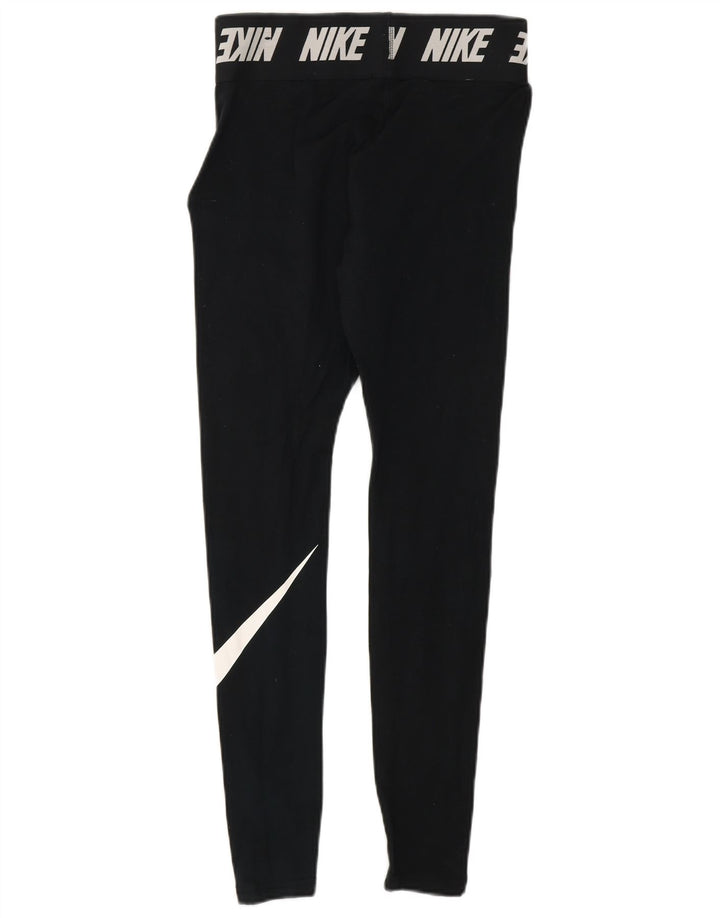 NIKE Womens Graphic Leggings UK 8 Small  Black Cotton