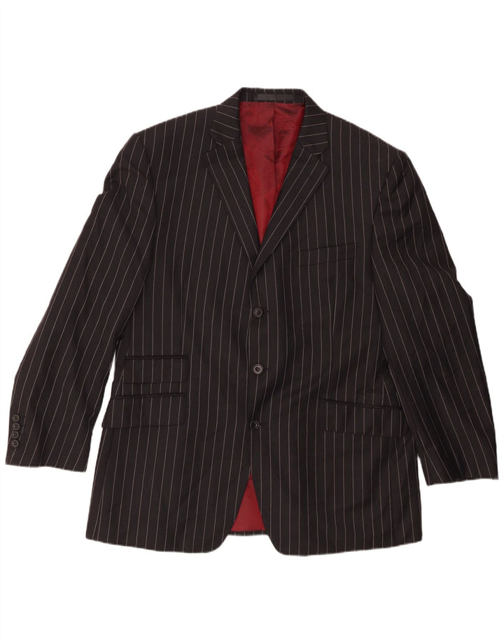 Giacca blazer a 3 bottoni Marks & Spencer da uomo UK 42 grande gessato nero
