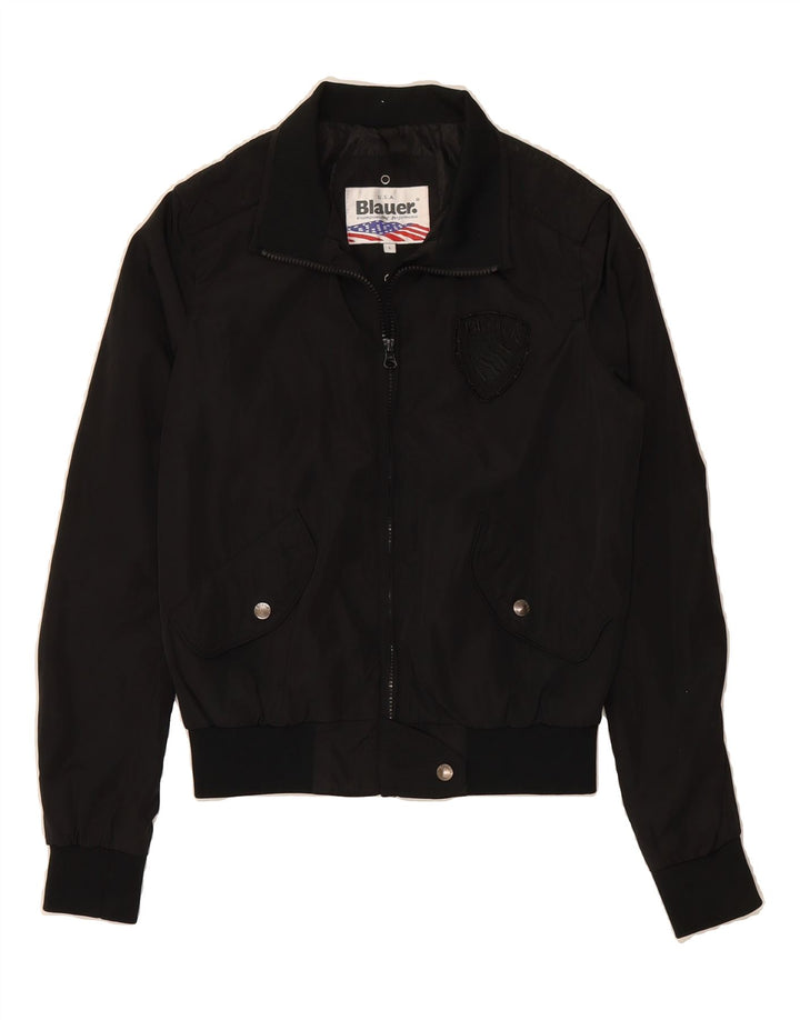 BLAUER Womens Bomber Jacket UK 14 Large Black Vintage Blauer and Second-Hand Blauer from Messina Hembry 