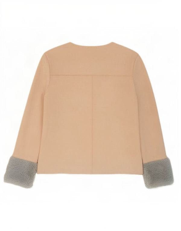 Zara Womens Blouse Top UK 12 Medium Beige Colourblock