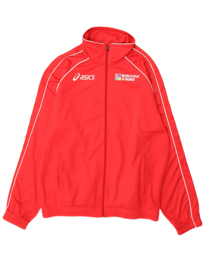 Asics Mens Graphic Tracksuit Top Jaqueta Grande Poliéster Vermelho