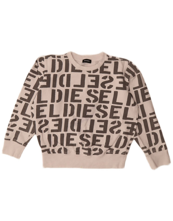 Diesel Girls Crop Graphic Sweatshirt Jumper 11-12 År Hvid Bomuld