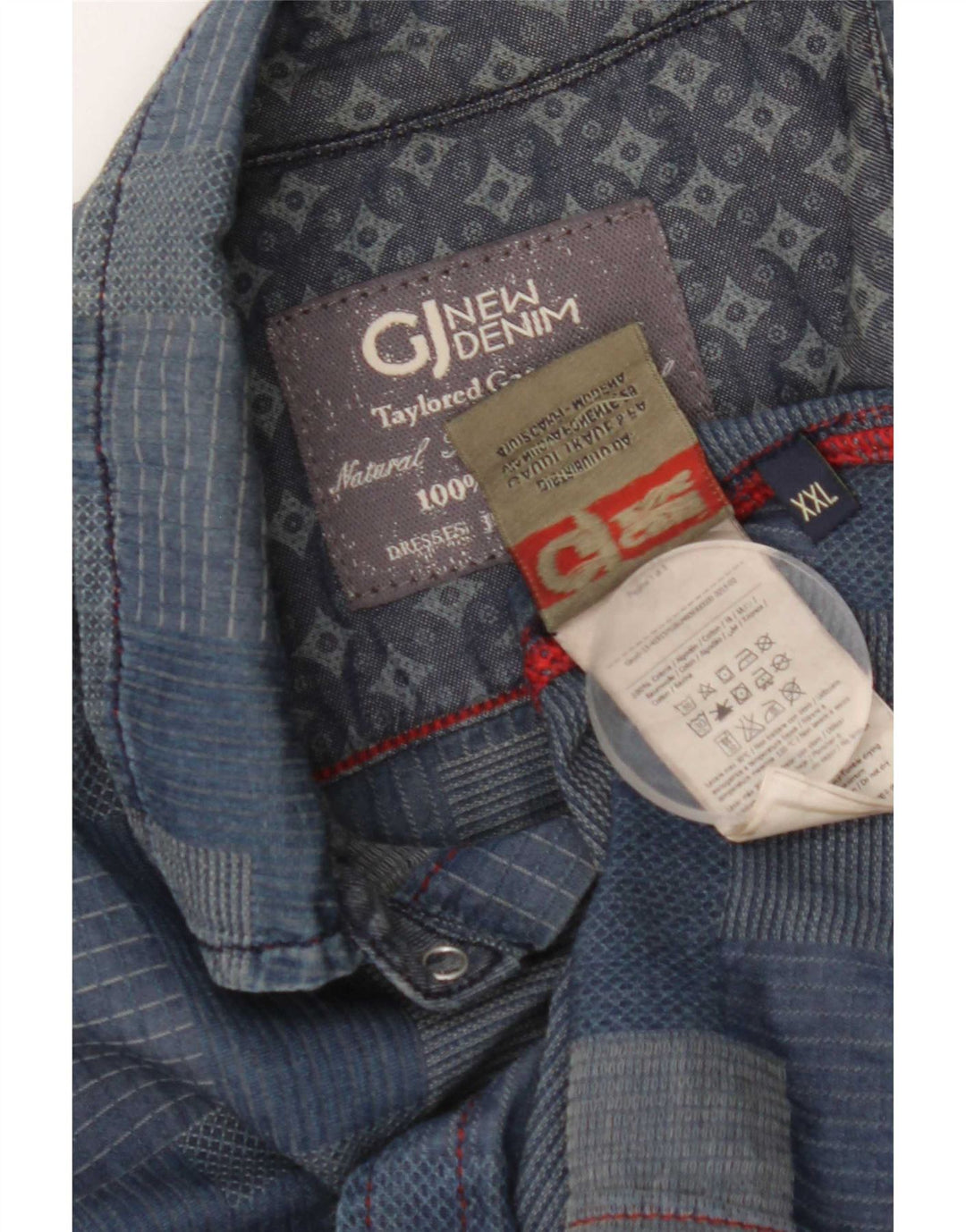 Gaudi Mens Shirt 2XL Blue Patchwork Cotton