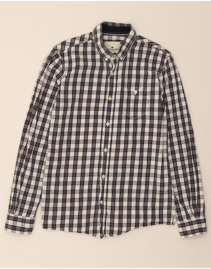 TOM TAILOR Mens Shirt Small Navy Blue Check Cotton Vintage Tom Tailor and Second-Hand Tom Tailor from Messina Hembry 