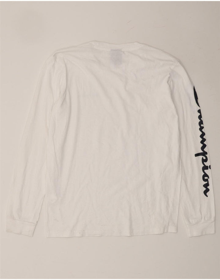CHAMPION Mens Graphic Top Long Sleeve XS White Cotton Vintage Champion and Second-Hand Champion from Messina Hembry 