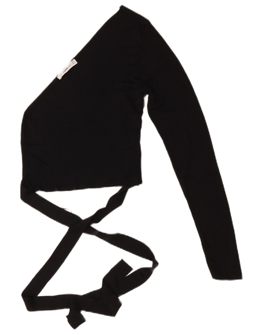 Zara Womens Crop One Shoulder Top UK 12 Medium Black Viscose