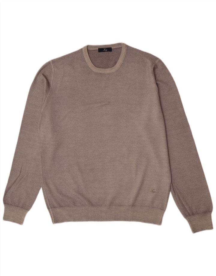 Fay Mens Crew Neck Jumper Sweater IT 48 Medium Grey
