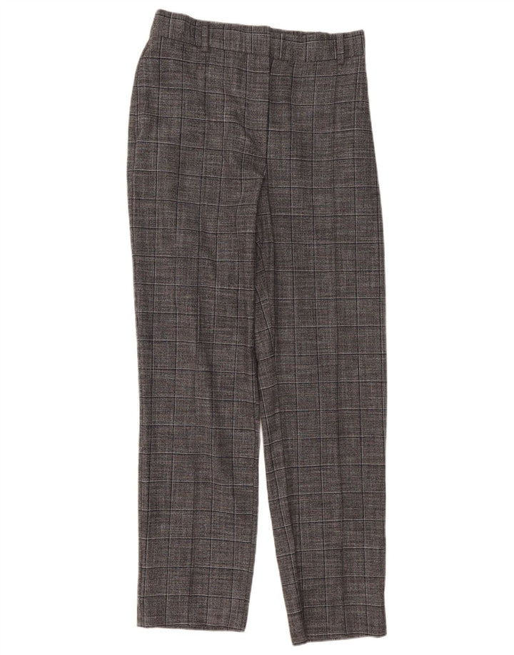 Marks & Spencer Womens Chino Trousers UK 12 Medium W30 L30 Grey Check